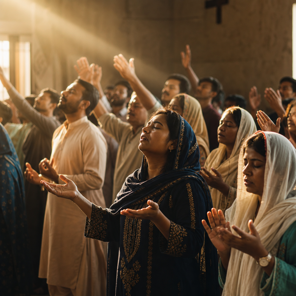 Pakistani believers worshipping together at Emmanuel Network, Gojra Pakistan